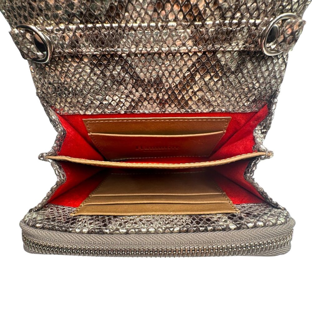 Hammitt Lucas Metallic Snakeskin Wallet Crossbody Clutch Silver - Picture 4 of 16